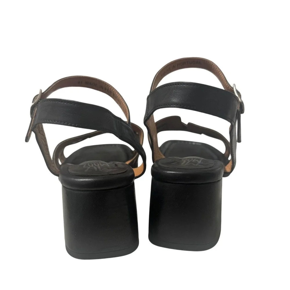 Miz Mooz Oakley Sandals Womens 10 Black Excellent Leather H-Strap Block Heel